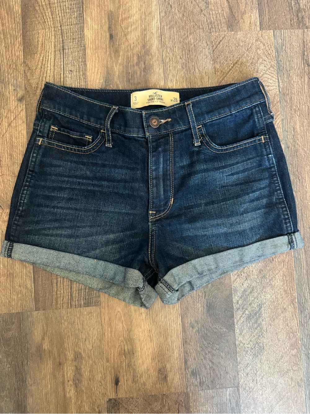 Hollister Indigo Roll-Cuff Denim Shorts